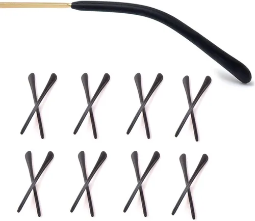 Miniatura 11 de 8 pares de puntas de punta de lentes para orejas, tubos antideslizantes, puntas de repuesto de silicona para patas de metal fino, 4 negro/4 blanco
