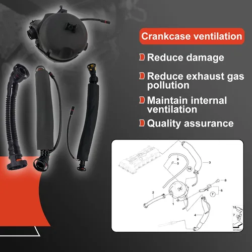 Miniatura 4 de Juego de 4 mangueras de respiración de cárter + separador de aceite para BMW 1 (E87) 2003-2013 3 (E90) 2004-2012 3 Touring (E91) 2004-2012 5 (E60)