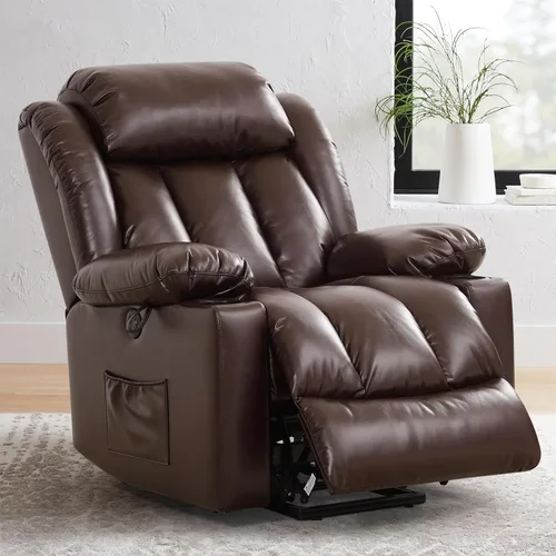 Miniatura 18 de PARKOL Silla reclinable eléctrica para ancianos y personas mayores, sillón reclinable eléctrico de cuero transpirable con masaje por vibración