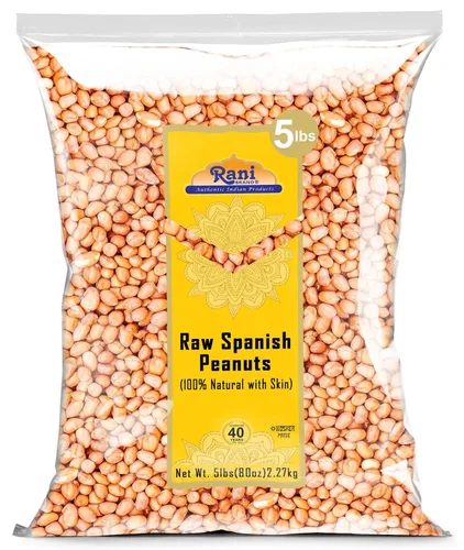 Miniatura 25 de Cacahuetes Rani, enteros crudos con piel (sin cocer, sin sal) 80 onzas (5 libras) 5.0 lbs a granel ~ Todo natural Vegano Kosher Apto