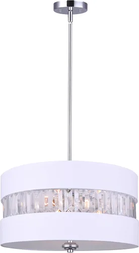 Miniatura 4 de Canarm Ballard - Candelabro de tambor de 3 luces, acabado cromado con pantalla blanca, iluminación de altura ajustable de 16 pulgadas para comedor
