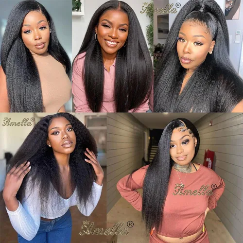Miniatura 8 de Amella Hair Kinky Straight Bundles,10 inch Kinky Straight Human Hair Bundles,100% Unprocessed Brazilian Virgin Human Hair Bundles