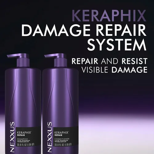 Miniatura 4 de Nexxus Keraphix Champú con ProteinFusion para Cabello Dañado Proteína de Queratina, Arroz Negro, Sin Siliconas 33.8 oz (1000 ml)