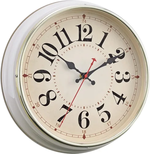 Reloj de Pared de Metal de 12.4" Relojes de Pared Retro Vintage Estilo Campestre Silencioso Sin Tictac Fácil de Leer para Sala de Estar, Cocina,