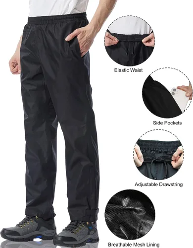 Miniatura 3 de iCreek Pantalones de lluvia para hombre, impermeables, resistentes al viento, ligeros, para senderismo, trabajo, lluvia, al aire libre, para golf