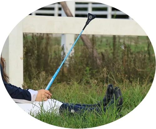 Miniatura 7 de T TEKE 26" TWINKLE Ecuestre Whips, Cultivo de equitación con mango de golf, eje reflejo y slapper de cuero genuino de cola de pez