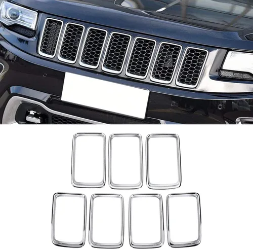 Miniatura 7 de JeCar Kit de embellecedores de parrilla con clip para Jeep Grand Cherokee 2014-2016, color negro