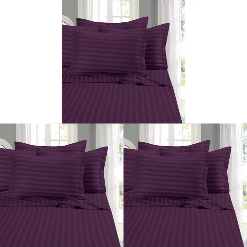 Miniatura 10 de Elegant Comfort - Juego de sábanas de 4 piezas, microfibra de 1500 hilos de calidad egipcia de lujo resistente a las arrugas, rayas estilo damasco