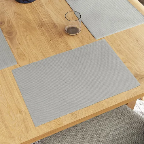Miniatura 23 de Encasa XO Juego de 6 manteles individuales de comedor, color amarillo escalera, tapete de mesa de algodón acanalado fino, tamaño 18 x 13 pulgadas