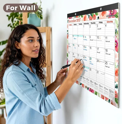 Miniatura 9 de CRANBURY Calendario de escritorio grande 2025 de 22 x 17 pulgadas (floral), uso como calendario de escritorio grande o planificador de pared