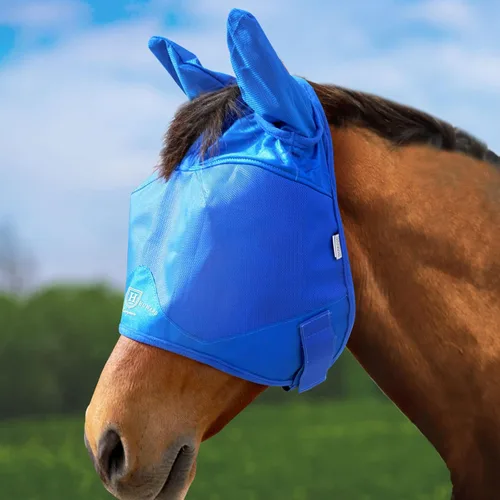 Harrison Howard Máscara de mosca de caballo, media cara con orejas, color azul árabe, mediana Azul distintivo