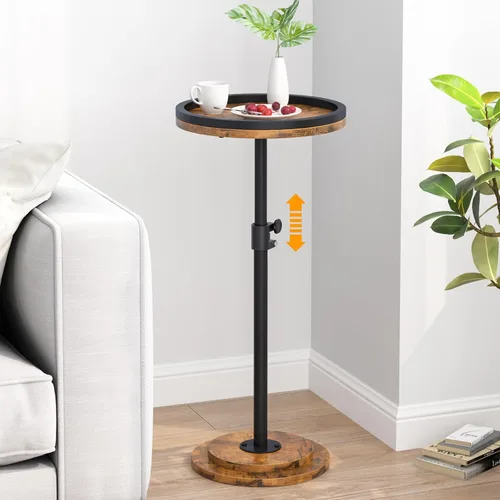 Miniatura 11 de Mesa auxiliar pequeña, mesa de bebidas, mesa auxiliar redonda ajustable en altura, mesa auxiliar de pedestal para espacios pequeños en sala
