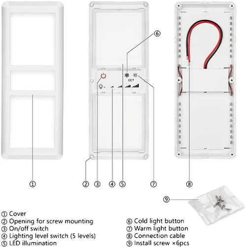 Miniatura 5 de Luces interiores de doble LED para autocaravana, 12 V CC con interruptor de pantalla táctil de iluminación de 5 modelos, repuesto interior de 24 V