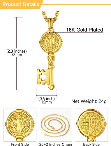 Miniatura 4 de U7 Saint Benedict/Michael Medal Necklace, 316L Stainless Steel Virgin Mary Necklace for Men Women, Bible Verse Protection Necklace Catholic