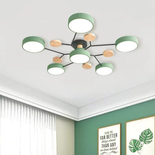 Miniatura 10 de Lámpara de techo LED moderna, lámpara LED regulable de 55 W, lámpara de techo moderna de montaje empotrado, lámpara de techo de madera para sala