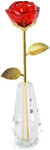Miniatura 4 de Florero de rosa individual, exhibición de jarrón de cristal para rosa bañada en oro de 24 quilates, soporte de cristal transparente Forever Roses