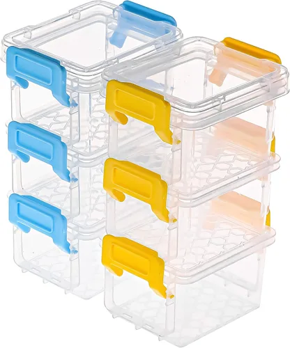 Miniatura 11 de Paquete de 6 contenedores pequeños de almacenamiento con 2 tapas, 3.3 x 2.1 pulgadas, mini contenedores de almacenamiento de plástico apilables