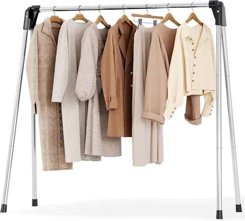 Miniatura 2 de APEXCHASER Tendedero plegable para ropa, estante de secado de ropa de acero inoxidable plegable, colgador de ropa para suéter, ropa de bebé, toalla