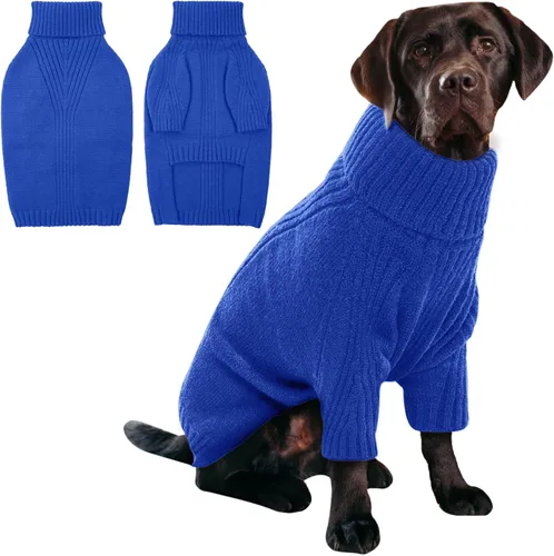 Miniatura 27 de IECOii Suéter extragrande para perro, suéteres térmicos cálidos para perros de raza gigante, ropa de punto, cuello alto de invierno, elástica