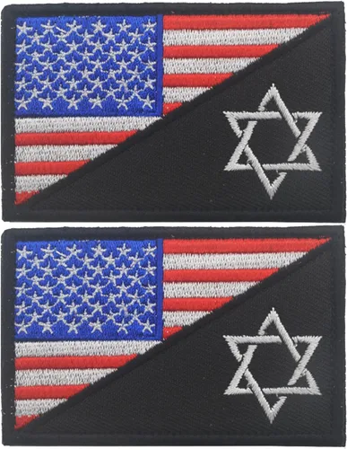 Parches bordados de la bandera de Estados Unidos e Israel – Israel Jewish Star of David Flags Tactical Militar Moral Emblema Brazalete Insignias