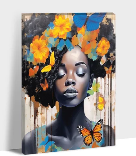 Miniatura 96 de Arte de pared afroamericano, decoración de rey y reina bailarín negro para sala de estar, arte de pareja de amor negro para dormitorio, lienzo