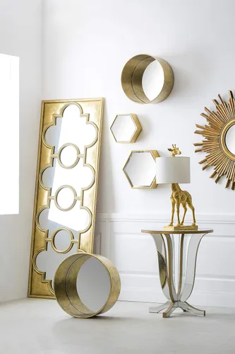 Miniatura 10 de Creative Co-Op lámpara dorada de girafa con pantalla de lino