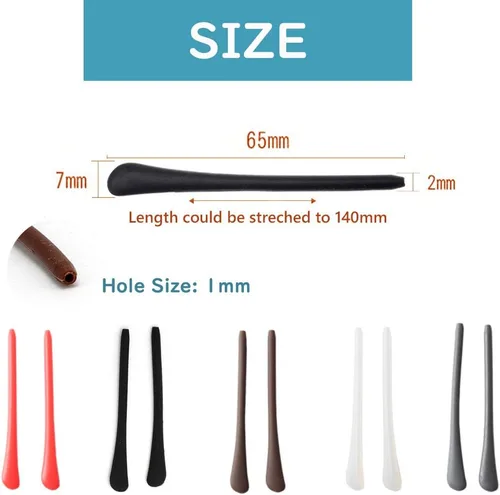 Miniatura 3 de 8 pares de puntas de punta de lentes para orejas, tubos antideslizantes, puntas de repuesto de silicona para patas de metal fino, 4 negro/4 blanco