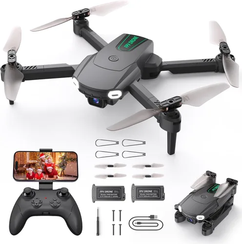 Dron plegable con cámara para niños principiantes – Juguetes de helicóptero de control remoto, regalos para niños y niñas, 1080P HD FPV RC Drones