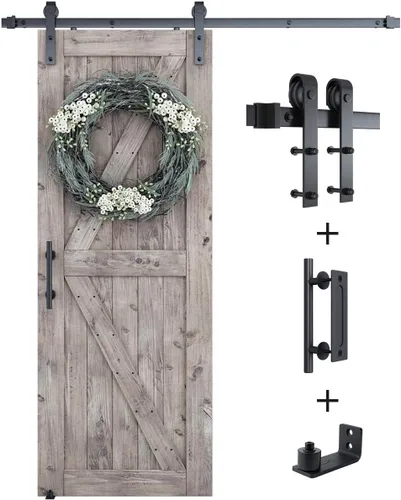 Miniatura 10 de SMARTSTANDARD Kit Completo de Herrajes para Puerta Corrediza de Granero de 5 Pies (Incluye Kit de Riel de 5 Pies y Juego de Manija y Guía de Piso)