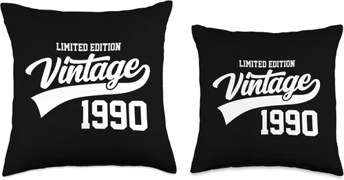 Miniatura 3 de Limited Edition Vintage 1990 33rd Birthday Year Retro Sports Throw Pillow