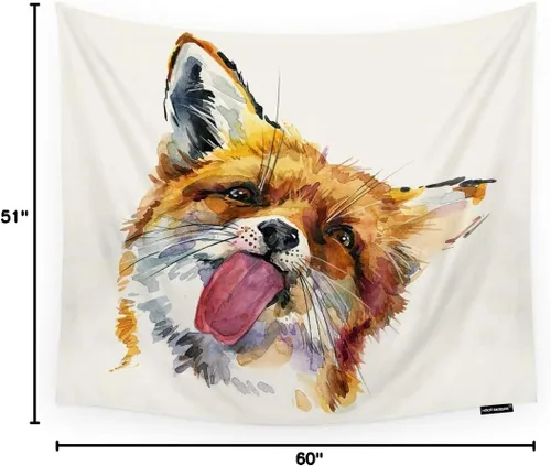 Miniatura 4 de HGOD DESIGNS Tapiz de zorro para colgar en la pared, lindo zorro acuarela, tapiz decorativo de pared para hombres, mujeres, niñas, niños, poliéster