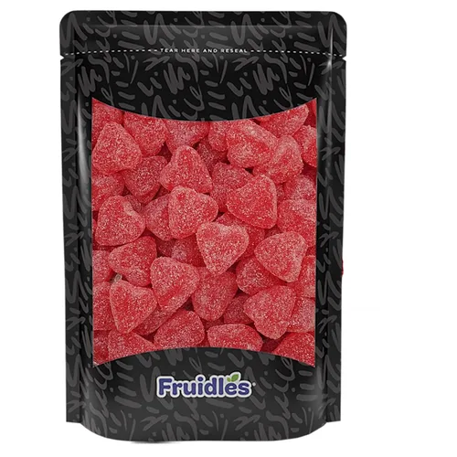 Fruidles Gelatina de corazones de cereza de San Valentín, 1 libra, delicioso caramelo de gomita, aperitivos divertidos y festivos, recuerdo de fiesta