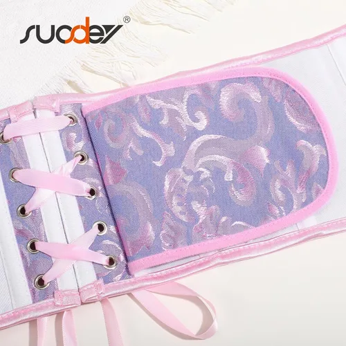 Miniatura 85 de SUOSDEY Cinturón de corsé de jacquard para mujer, corsé pirata steampunk renacentista con cordones y cordones