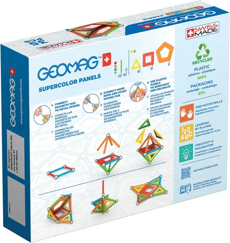 Miniatura 2 de Geomag Supercolor Juguetes Magnéticos para Niños de 5+ Años, 35 Piezas de Imanes Educativos STEM para Niños - Bloques Magnéticos Hechos en Suiza