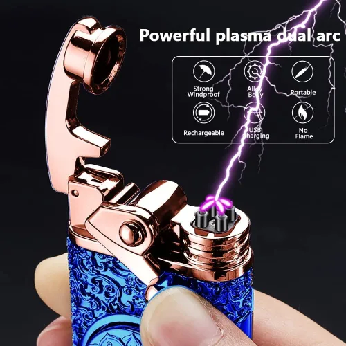 Miniatura 7 de GADATOP Encendedor eléctrico recargable, encendedor creativo personalizado por USB, encendedor mecedor, resistente al viento, encendedor sin llama