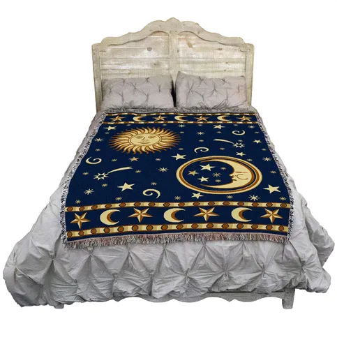 Miniatura 2 de Pure Country Weavers Manta de cara de sol y luna – Tapiz de regalo tejido de algodón – Fabricado en los Estados Unidos (72 x 54 pulgadas)