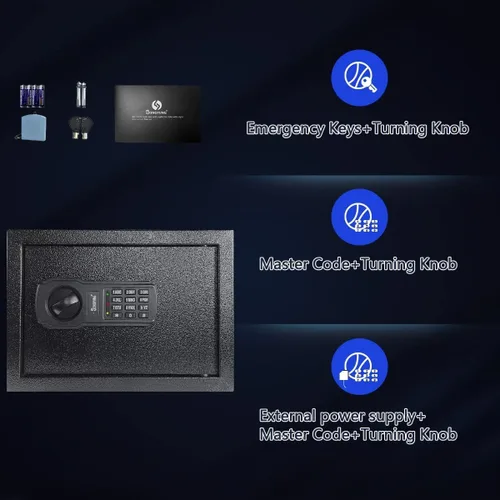 Miniatura 5 de Caja fuerte de pared para armario de 25 llaves con luz de sensor y fuente de alimentación externa de emergencia, caja fuerte para llave electrónica