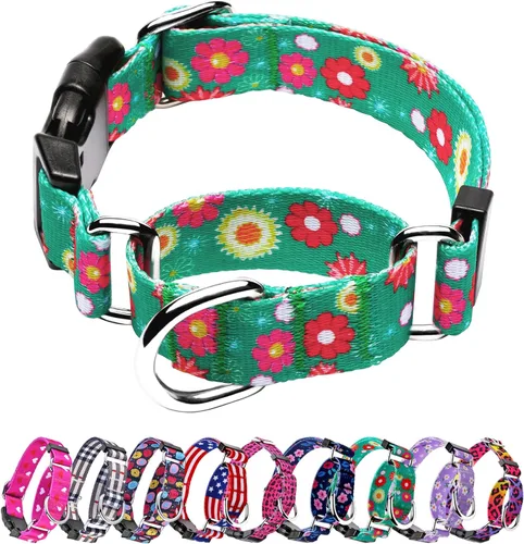 Miniatura 16 de Collar Martingale para perros, collares ajustables de nailon suave con diseño especial lindos patrones para perros pequeños, medianos y grandes Flor