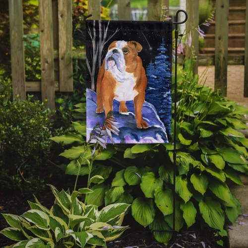 Miniatura 2 de Caroline's Treasures SS8405GF Bandera de jardín con diseño de bulldog inglés de noche estrellada para buzón, bandera decorativa para patio exterior