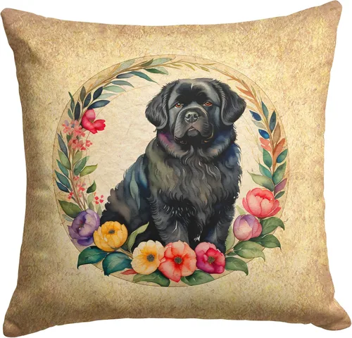 Miniatura 159 de Caroline's Treasures DAC2072PW1414 Affenpinscher and Flowers - Almohada decorativa de tela, lavable a máquina, para interiores y exteriores