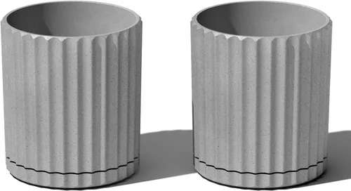 Miniatura 20 de Veradek Serie Mason Demi Plantador - Plantador Grande Redondo para Patio/Balcón Interior o Exterior Hecho de Plástico y Hormigón con Agujeros