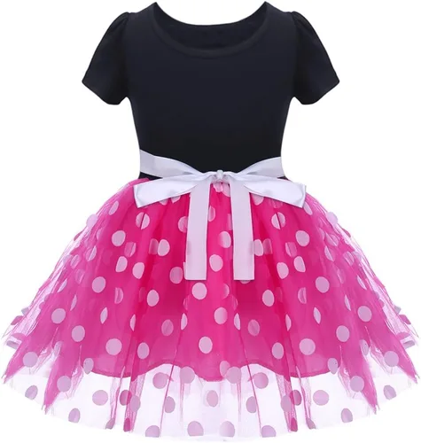 Vestido de ballet empalmado de tul a lunares para niñas pequeñas, con lazo, diadema para fiesta de cumpleaños, vestido tutú de princesa 1-6T