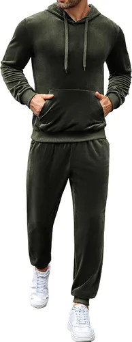 COOFANDY Conjunto deportivo de 2 piezas para hombre, sudadera de manga larga con capucha, traje deportivo para deportes, casual, fitness, trotar