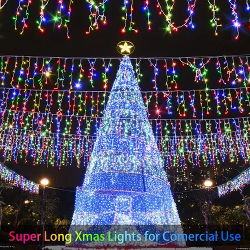 Miniatura 5 de JXLEDAYY Luces de Navidad superlargas de 1280 luces LED de 131 pies con 240 caídas, enchufables, con 8 modos de decoración de Navidad, para Multi