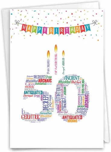 Miniatura 8 de NobleWorks Tarjeta de felicitación de cumpleaños número 50 en blanco con sobre de 5 x 7 pulgadas (1 tarjeta) Bday 50 Year Old Crossing 9966K