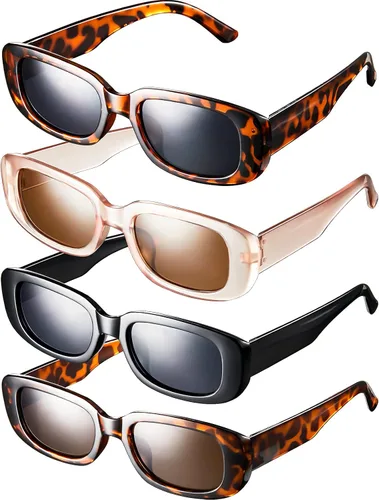 Frienda Gafas de sol negras rectangulares retro gruesas, modernas, cuadradas, vintage, de los años 90, para mujeres y hombres