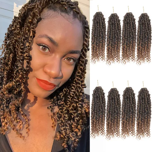 Miniatura 14 de Bileaf Cabello de Ganchillo Passion Twist Pre-retorcido de 10 Pulgadas, 8 Paquetes de Ganchillo Passion Twist, Cabello Corto Passion Twist