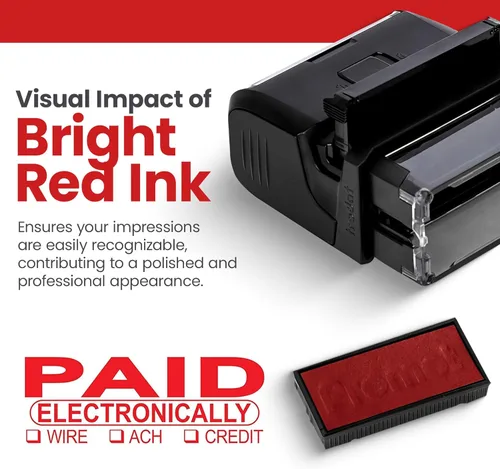 Miniatura 4 de Promot Sello de pago autoentintado - Pagado por oficina, cuentas por pagar por pago electrónico - Sellos de goma para uso minorista, tinta roja
