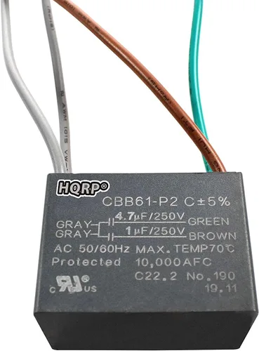 Miniatura 29 de HQRP Condensador compatible con ventilador de techo Hampton Bay 4.5uf+5uf+6uf 4-Wire CBB61