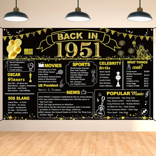 Miniatura 19 de DARUNAXY 100 cumpleaños de oro negro decoración de fiesta, pancarta de "Back in 1926" póster de fiesta de 100 años suministros, 6x3.6 pies gran